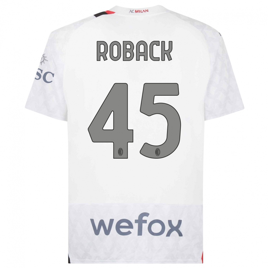 Kids  Emil Roback #45 White Away Jersey 2023/24 T-Shirt