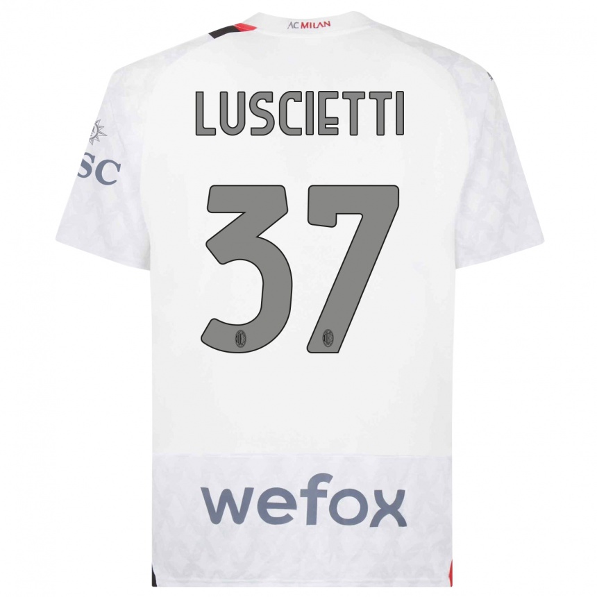 Kids  Abebe Luscietti #37 White Away Jersey 2023/24 T-Shirt