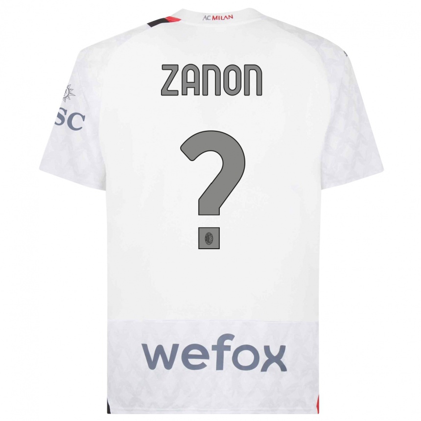 Kids  Thomas Zanon #0 White Away Jersey 2023/24 T-Shirt