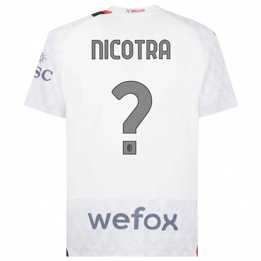 Kids  Riccardo Nicotra #0 White Away Jersey 2023/24 T-Shirt