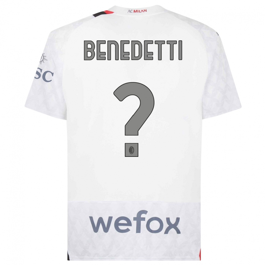 Kids  Emanuele Benedetti #0 White Away Jersey 2023/24 T-Shirt