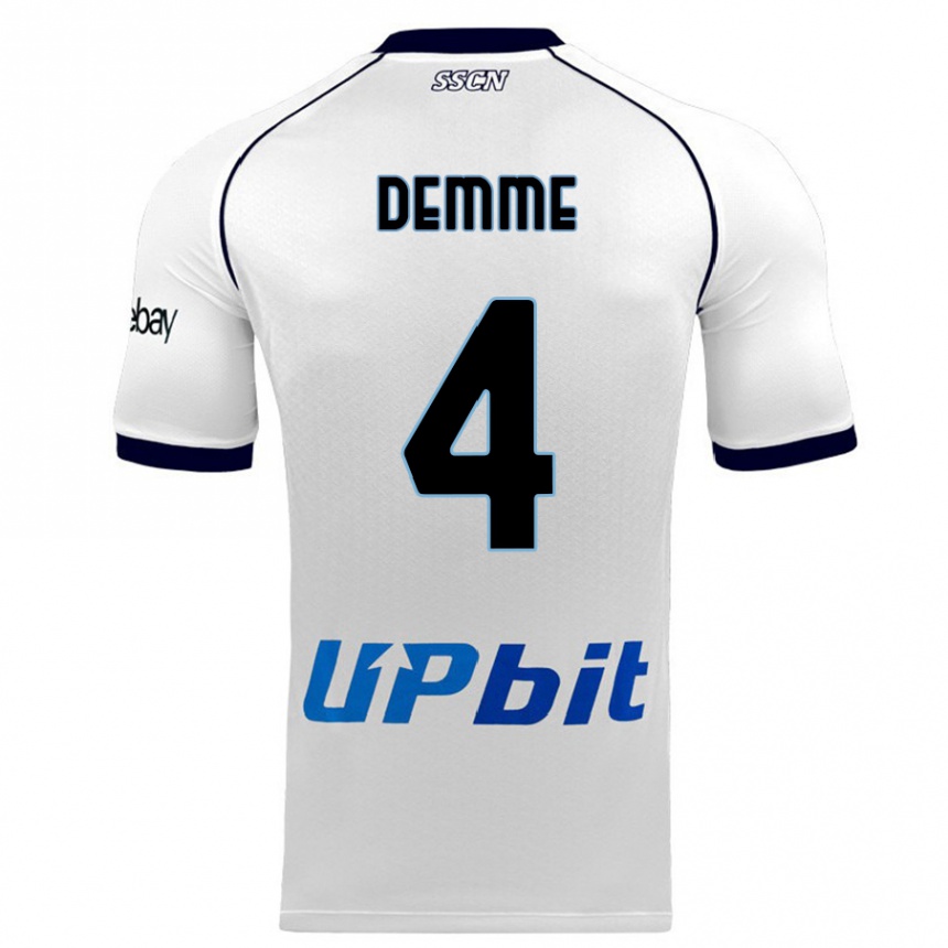 Kids  Diego Demme #4 White Away Jersey 2023/24 T-Shirt