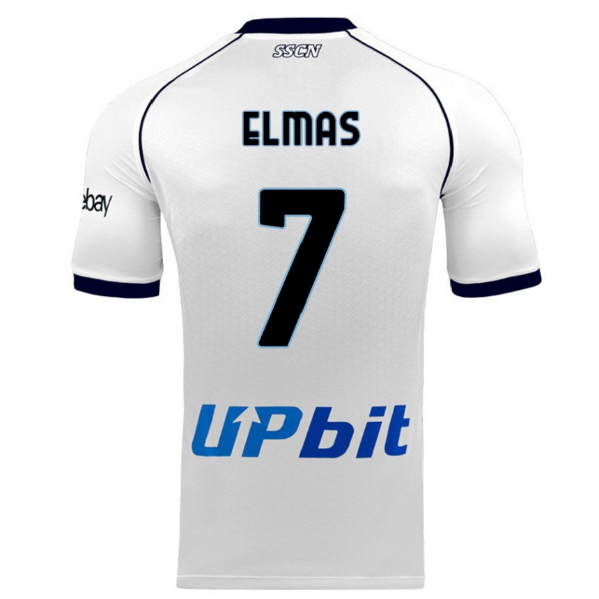 Kids  Eljif Elmas #7 White Away Jersey 2023/24 T-Shirt