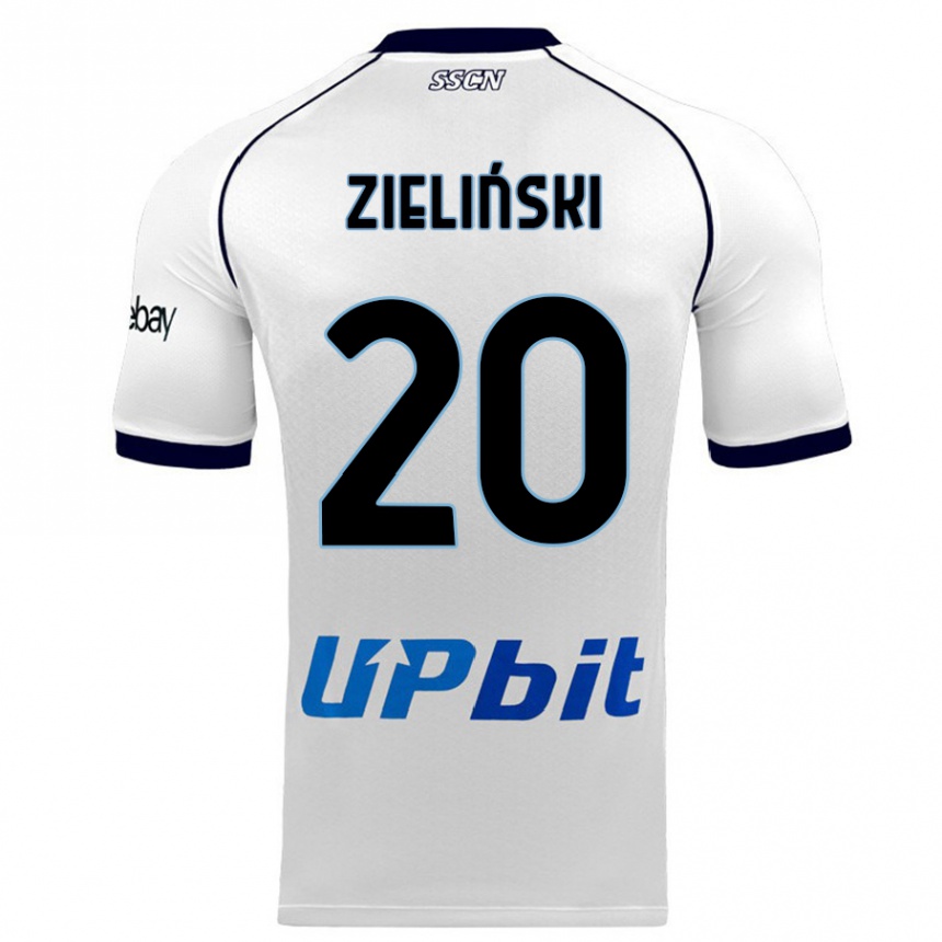 Kids  Piotr Zielinski #20 White Away Jersey 2023/24 T-Shirt