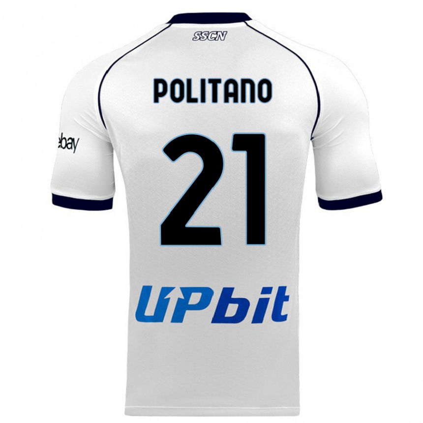 Kids  Matteo Politano #21 White Away Jersey 2023/24 T-Shirt