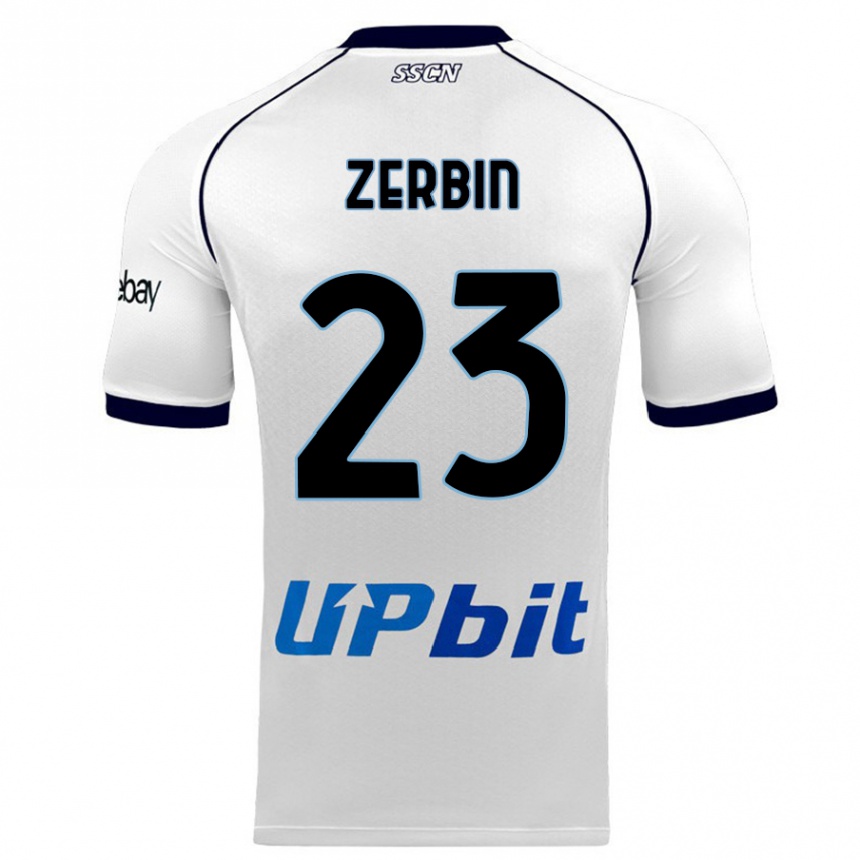 Kids  Alessio Zerbin #23 White Away Jersey 2023/24 T-Shirt