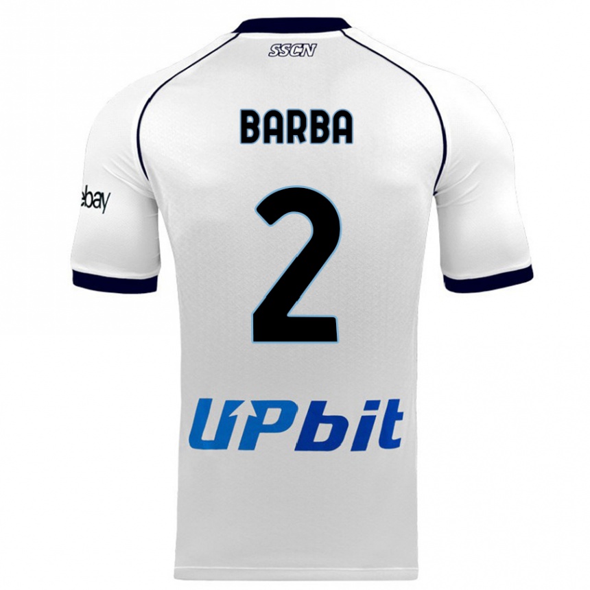 Kids  Benedetto Barba #2 White Away Jersey 2023/24 T-Shirt