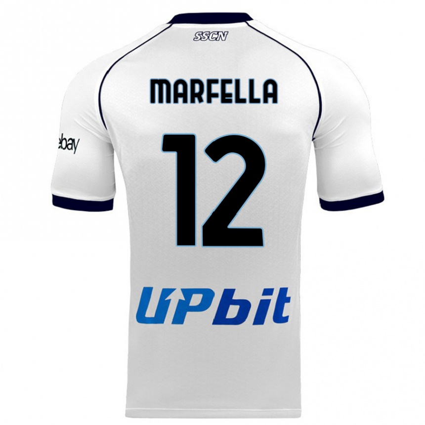 Kids  Davide Marfella #12 White Away Jersey 2023/24 T-Shirt