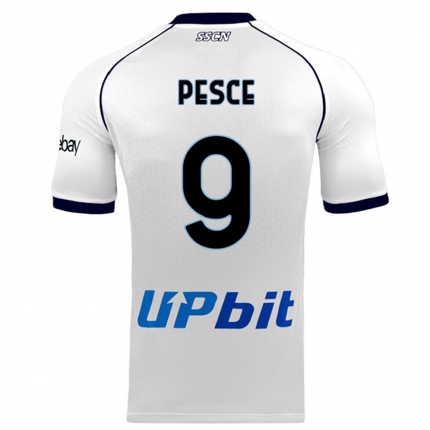 Kids  Antonio Pesce #9 White Away Jersey 2023/24 T-Shirt