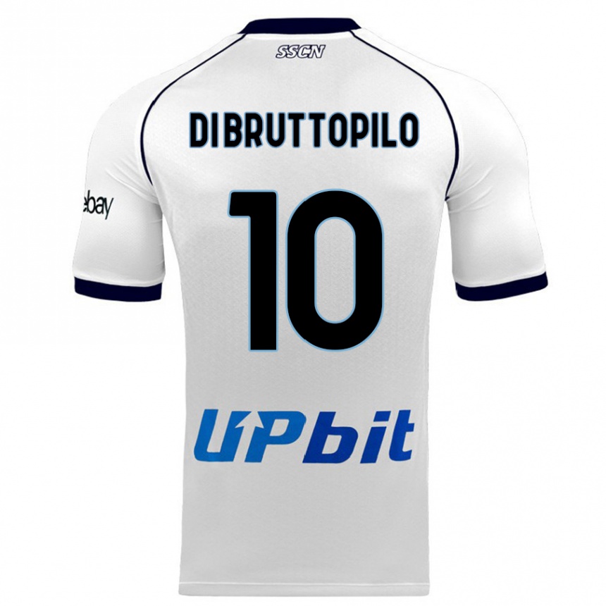 Kids  Giuseppe Ambrosino Di Bruttopilo #10 White Away Jersey 2023/24 T-Shirt