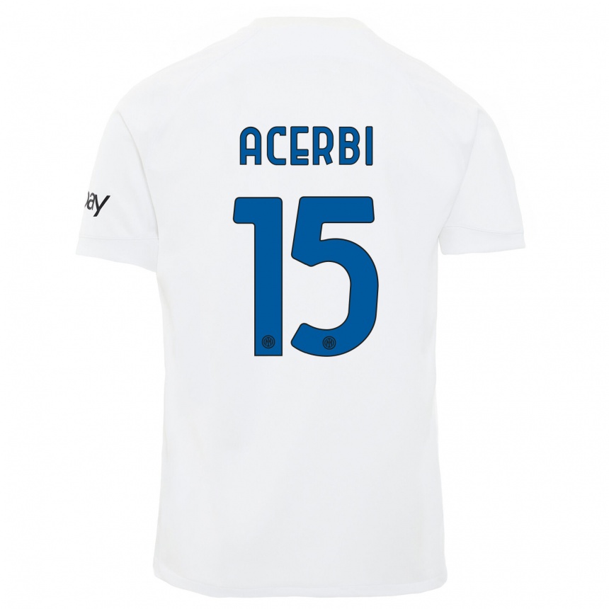 Kids  Francesco Acerbi #15 White Away Jersey 2023/24 T-Shirt