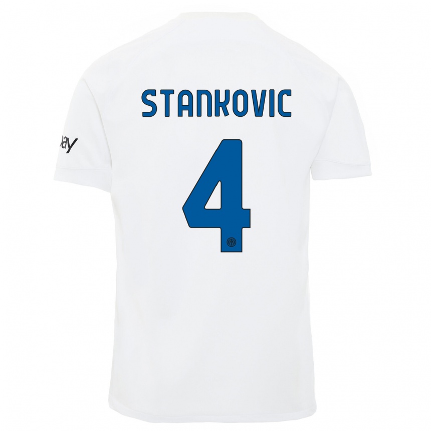 Kids  Aleksandar Stankovic #4 White Away Jersey 2023/24 T-Shirt