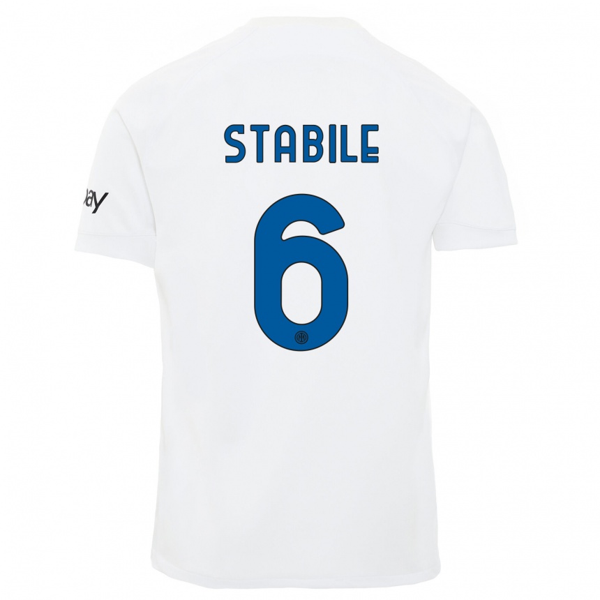 Kids  Giacomo Stabile #6 White Away Jersey 2023/24 T-Shirt