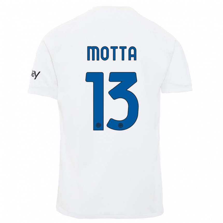 Kids  Matteo Motta #13 White Away Jersey 2023/24 T-Shirt