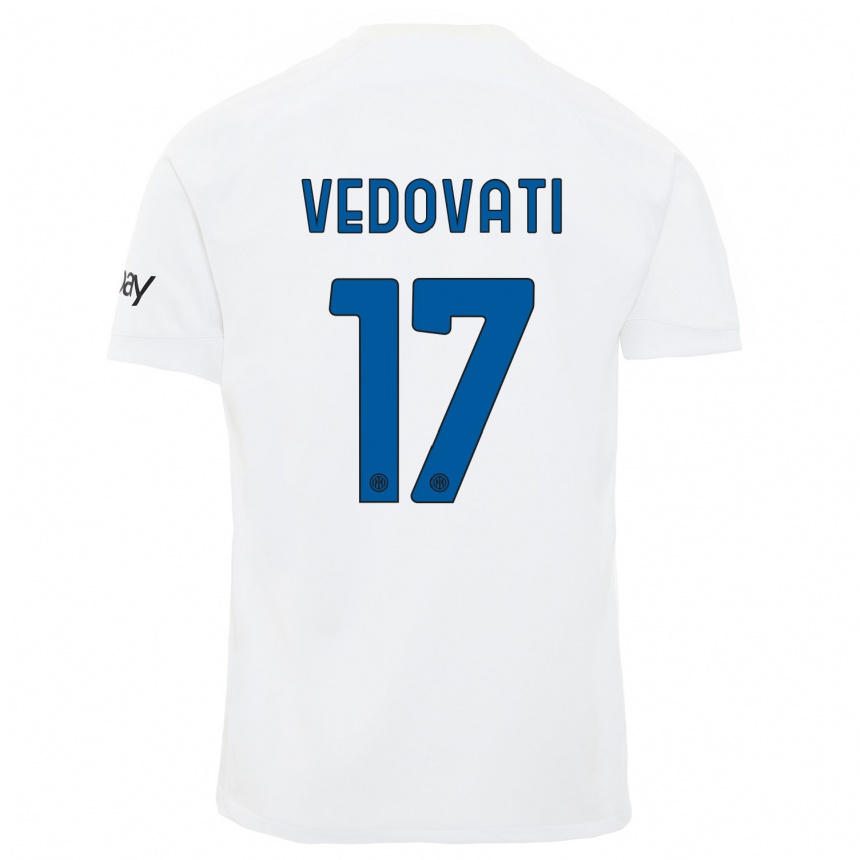 Kids  Gabriele Vedovati #17 White Away Jersey 2023/24 T-Shirt