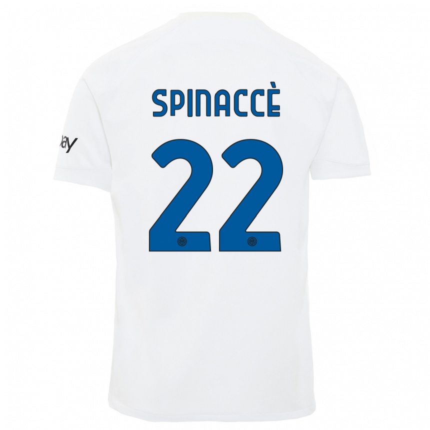 Kids  Matteo Spinaccè #22 White Away Jersey 2023/24 T-Shirt