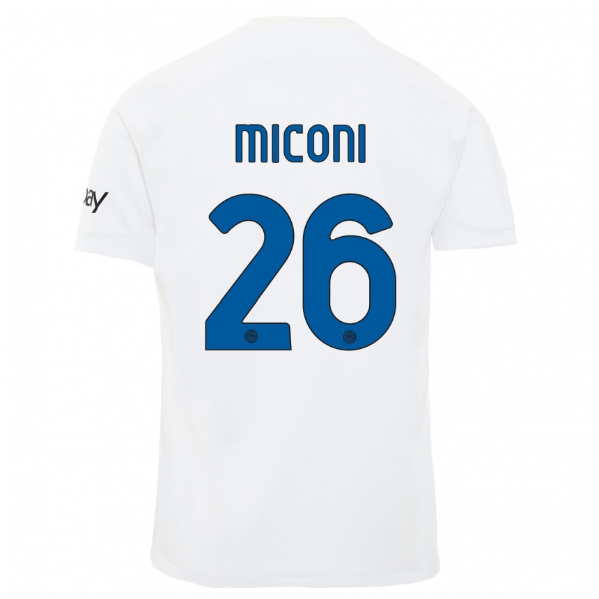 Kids  Riccardo Miconi #26 White Away Jersey 2023/24 T-Shirt