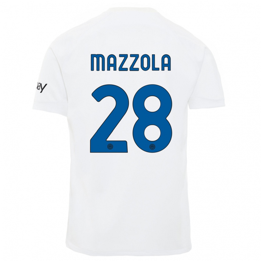 Kids  Giuseppe Mazzola #28 White Away Jersey 2023/24 T-Shirt