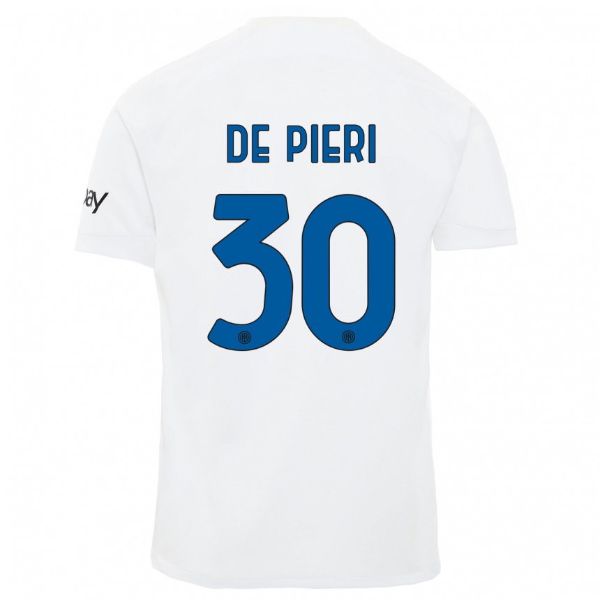 Kids  Giacomo De Pieri #30 White Away Jersey 2023/24 T-Shirt