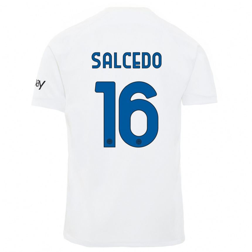 Kids  Eddie Salcedo #16 White Away Jersey 2023/24 T-Shirt