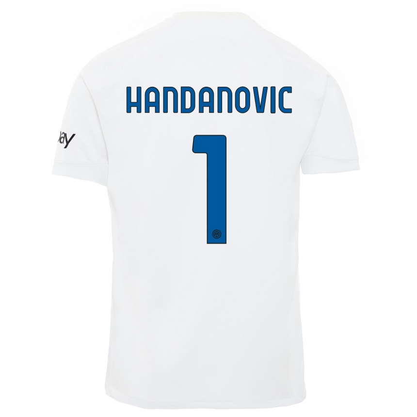 Kids  Samir Handanovic #1 White Away Jersey 2023/24 T-Shirt