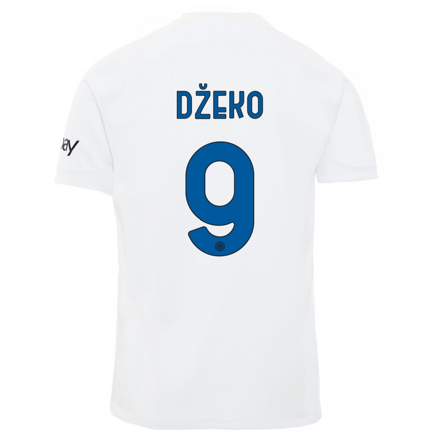 Kids  Edin Dzeko #9 White Away Jersey 2023/24 T-Shirt