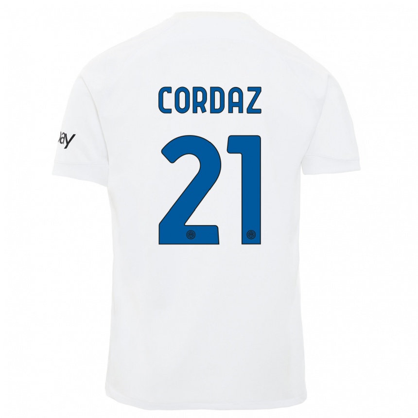 Kids  Alex Cordaz #21 White Away Jersey 2023/24 T-Shirt