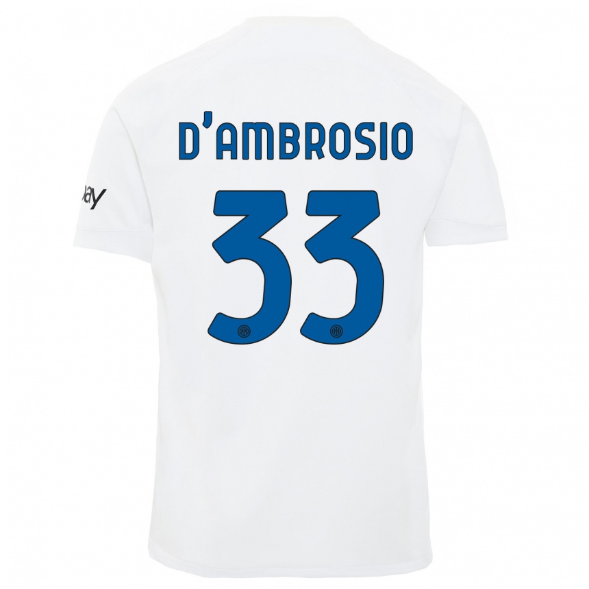 Kids  Danilo D'ambrosio #33 White Away Jersey 2023/24 T-Shirt