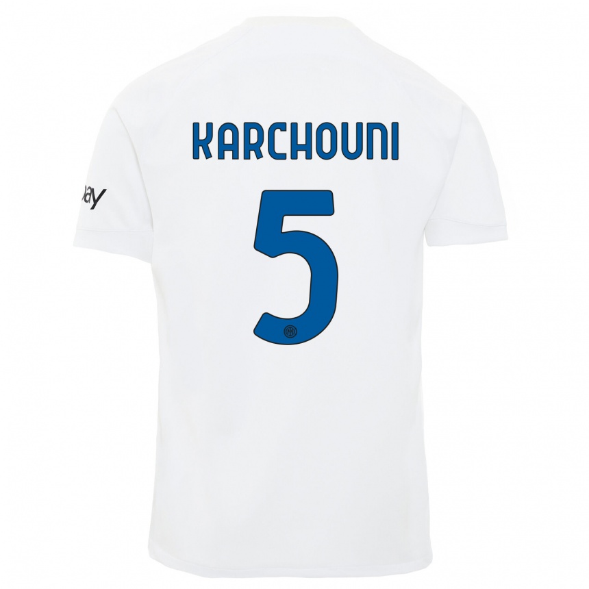 Kids  Ghoutia Karchouni #5 White Away Jersey 2023/24 T-Shirt