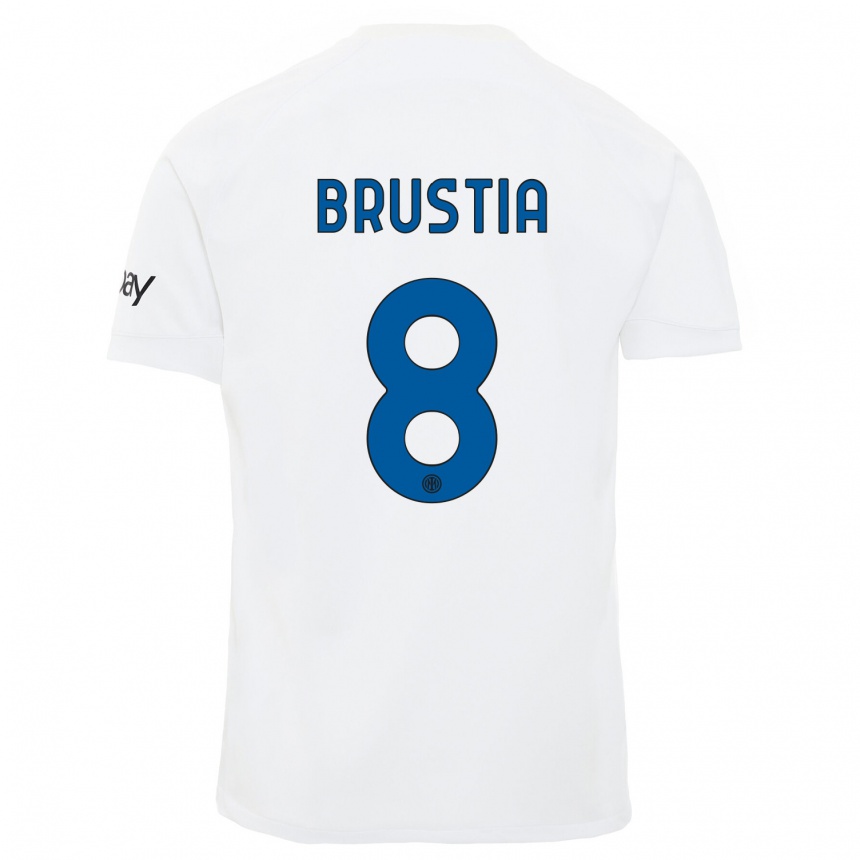 Kids  Martina Brustia #8 White Away Jersey 2023/24 T-Shirt