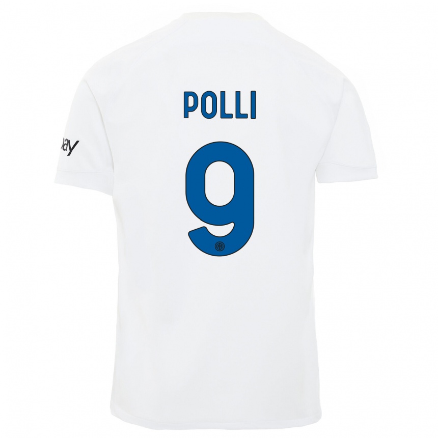 Kids  Elisa Polli #9 White Away Jersey 2023/24 T-Shirt