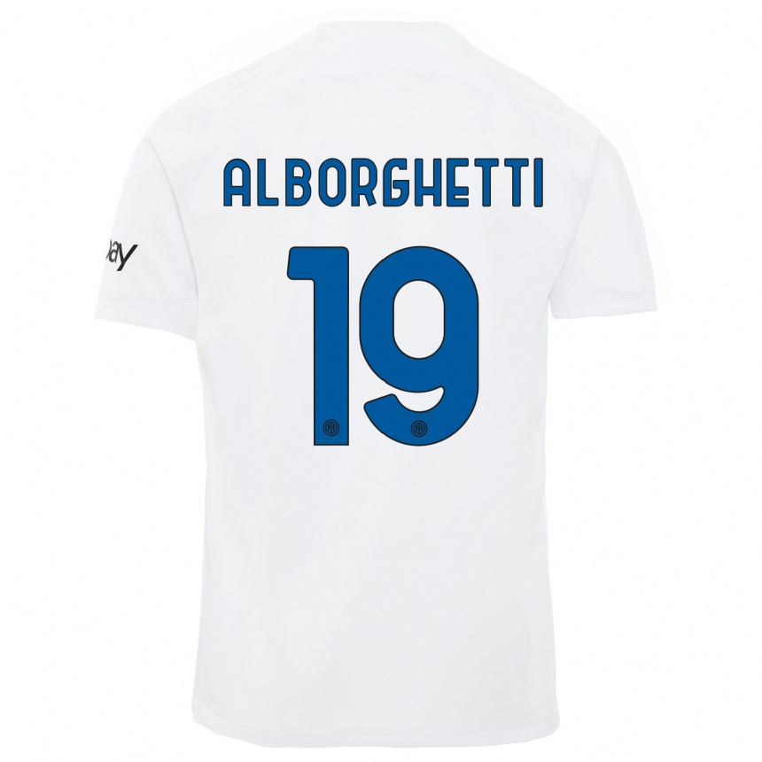 Kids  Lisa Alborghetti #19 White Away Jersey 2023/24 T-Shirt