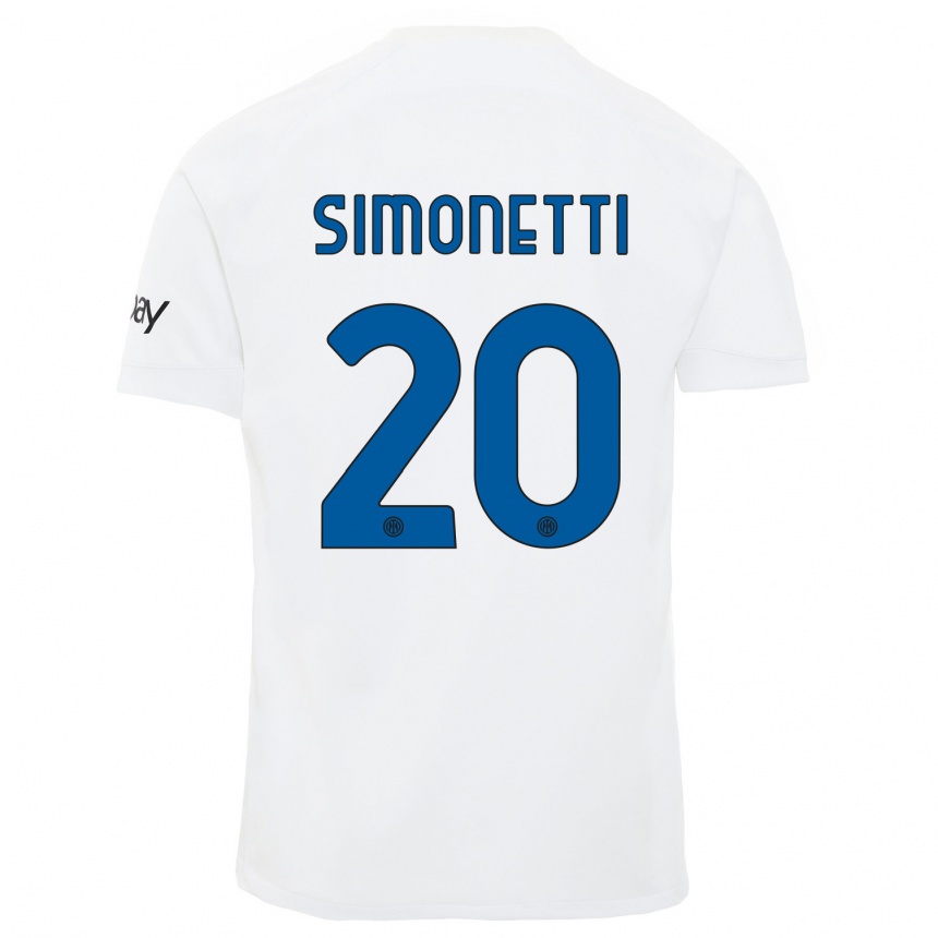 Kids  Flaminia Simonetti #20 White Away Jersey 2023/24 T-Shirt