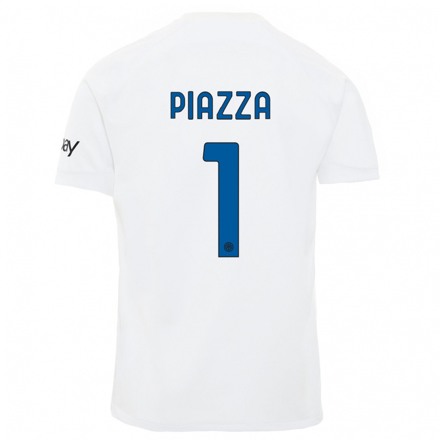 Kids  Alessia Piazza #1 White Away Jersey 2023/24 T-Shirt