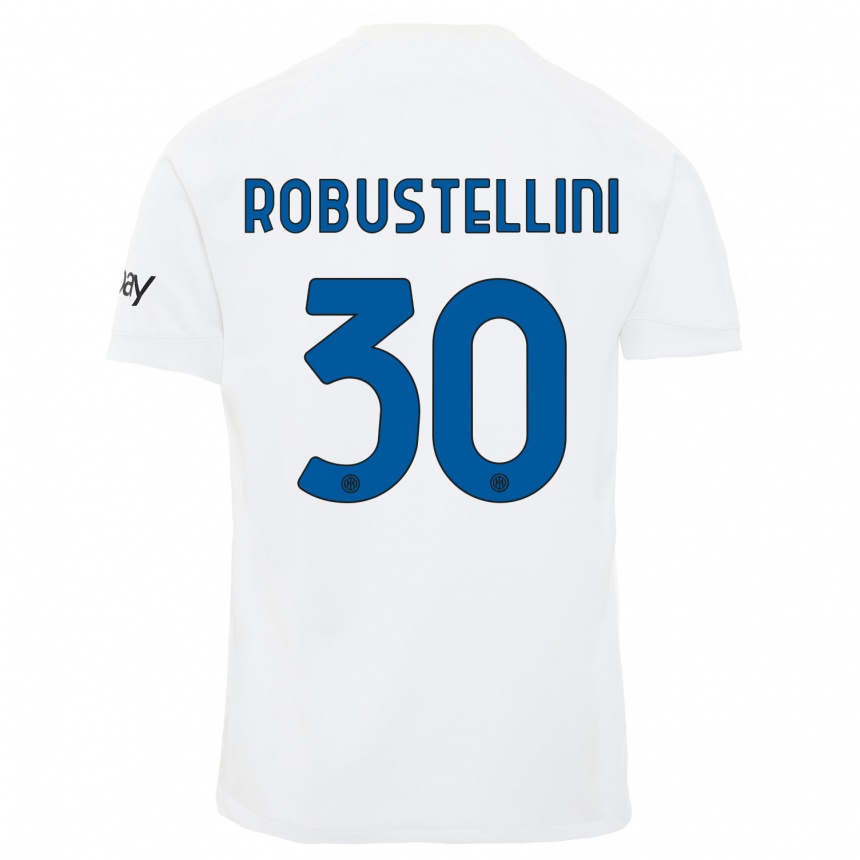 Kids  Chiara Robustellini #30 White Away Jersey 2023/24 T-Shirt