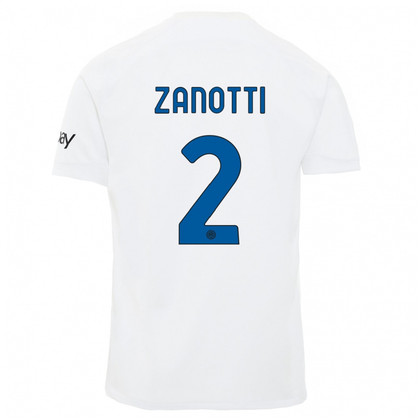 Kids  Mattia Zanotti #2 White Away Jersey 2023/24 T-Shirt