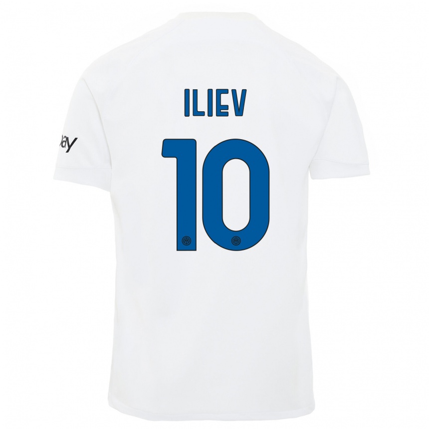 Kids  Nikola Iliev #10 White Away Jersey 2023/24 T-Shirt