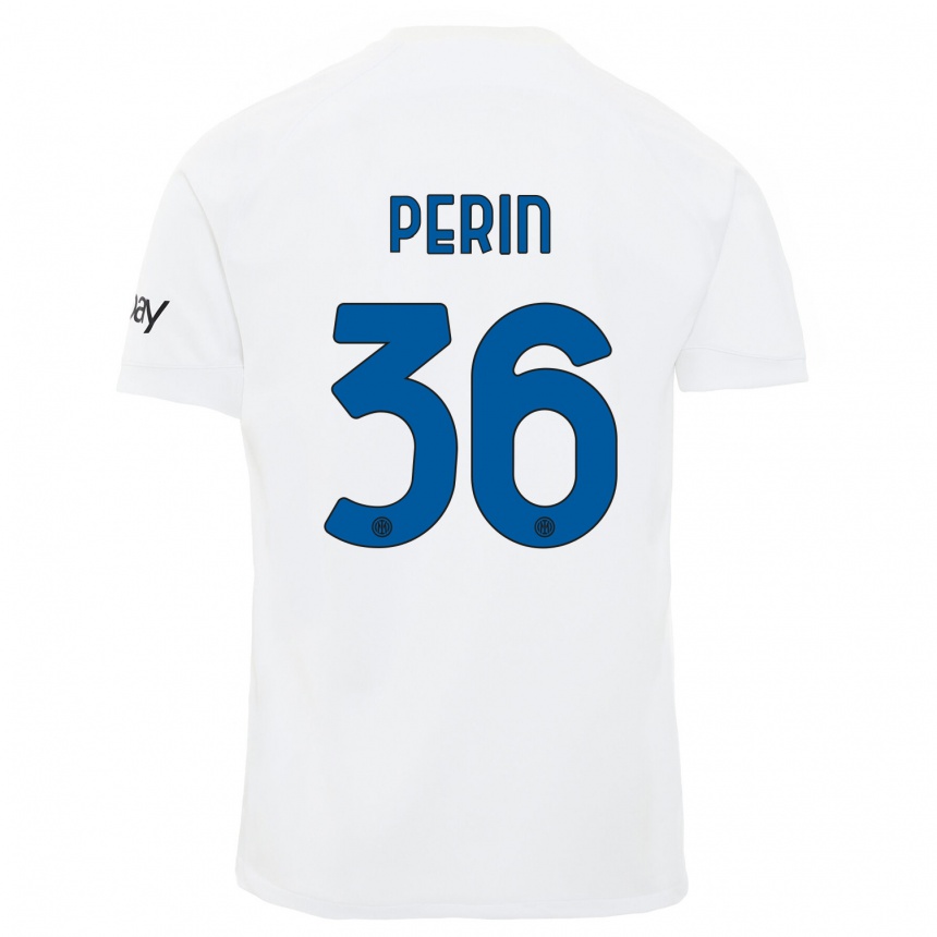 Kids  Nicolo Perin #36 White Away Jersey 2023/24 T-Shirt