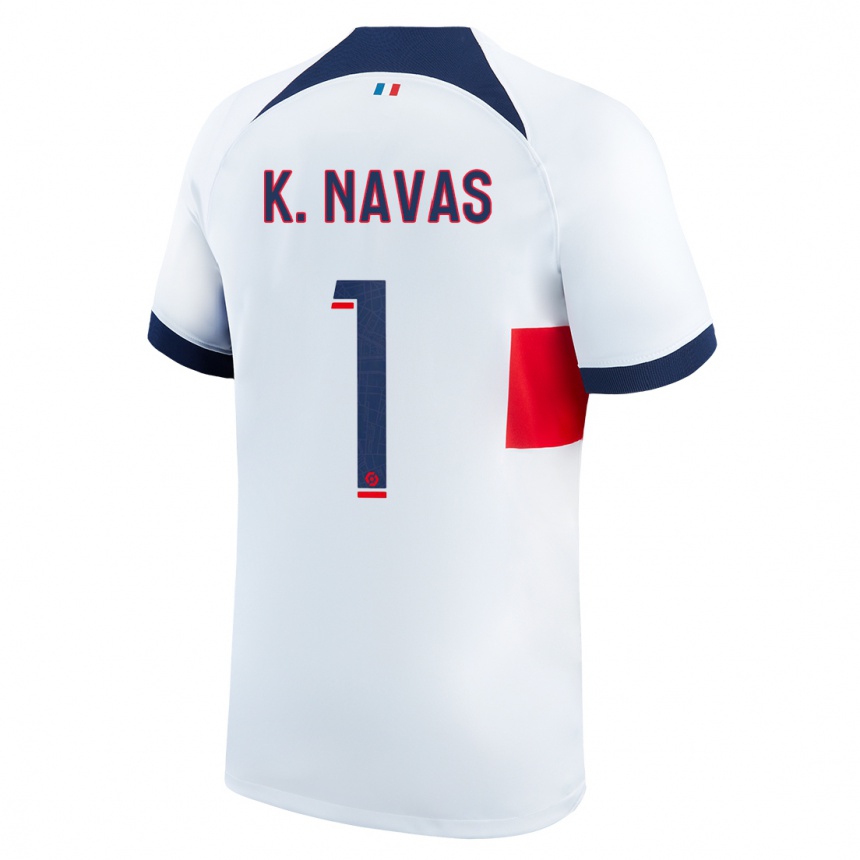 Kids  Keylor Navas #1 White Away Jersey 2023/24 T-Shirt