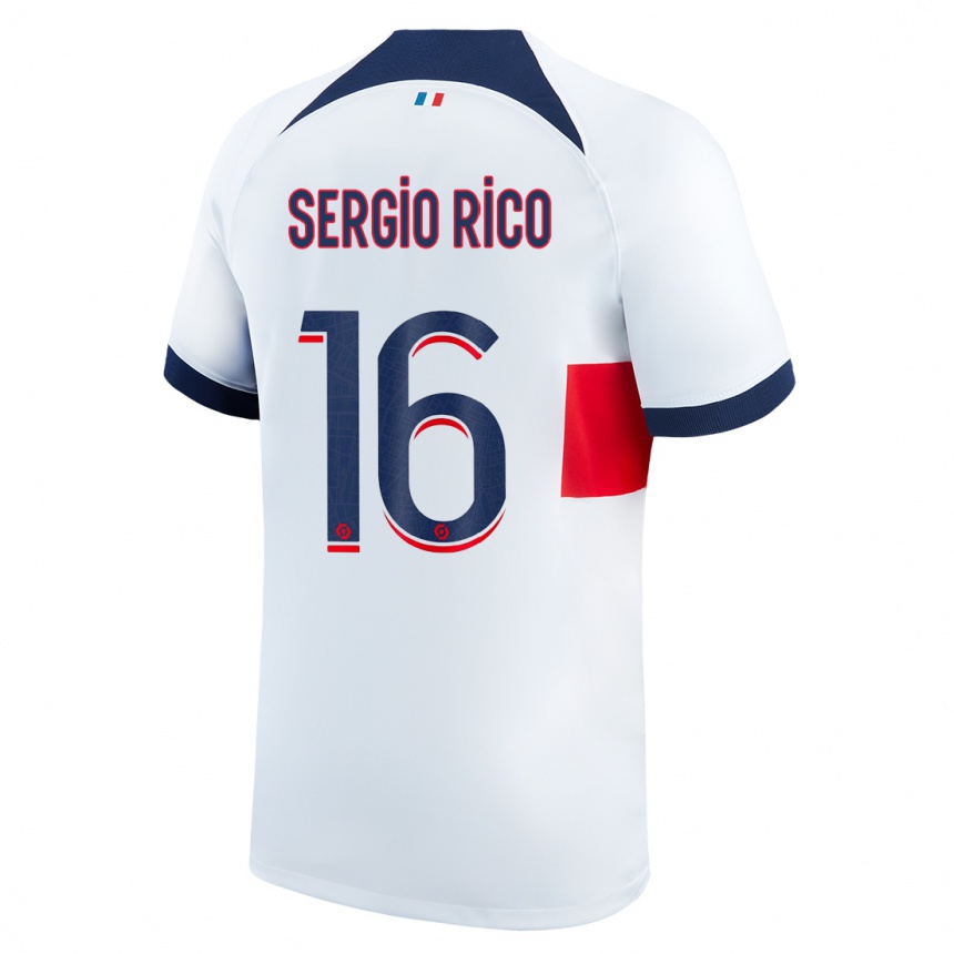 Kids  Sergio Rico #16 White Away Jersey 2023/24 T-Shirt