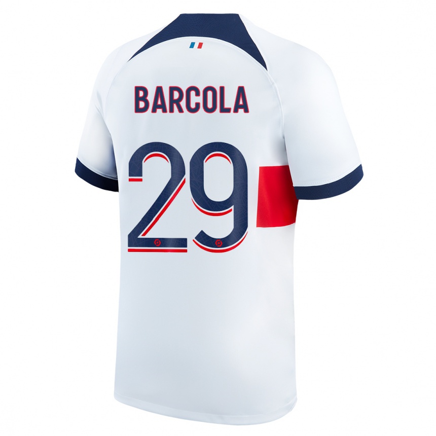 Kids  Bradley Barcola #29 White Away Jersey 2023/24 T-Shirt