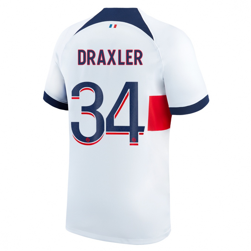 Kids  Julian Draxler #34 White Away Jersey 2023/24 T-Shirt