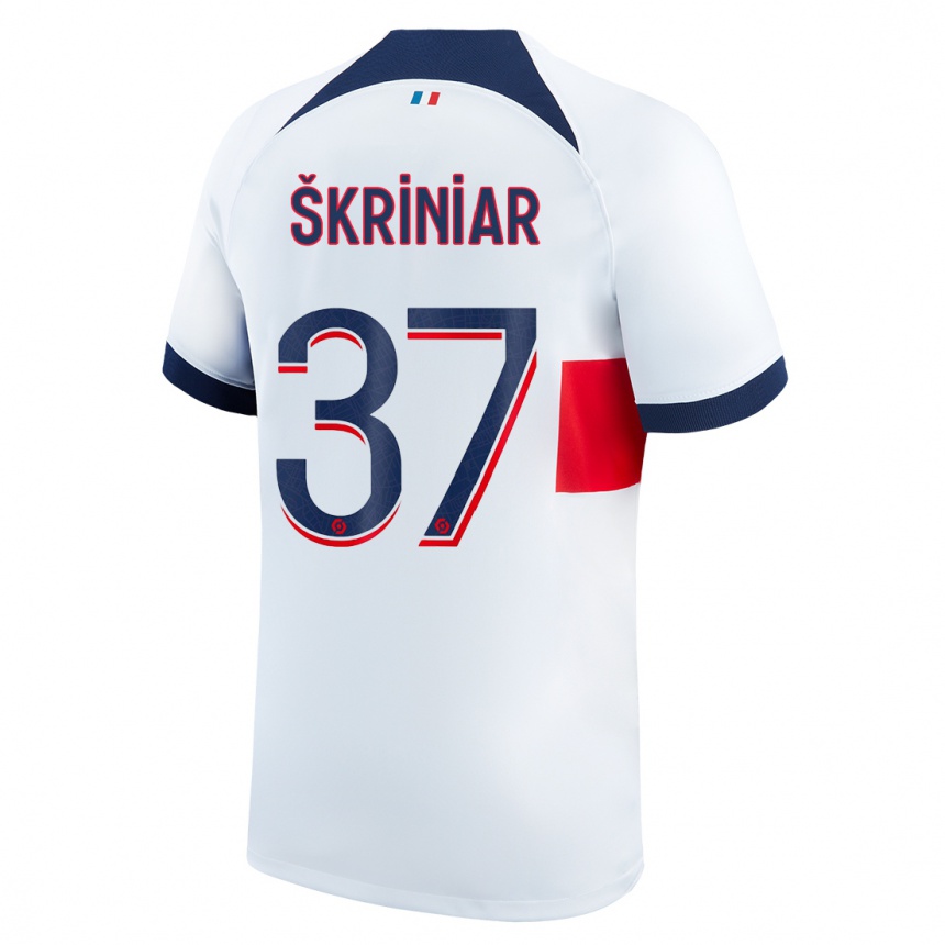 Kids  Milan Skriniar #37 White Away Jersey 2023/24 T-Shirt