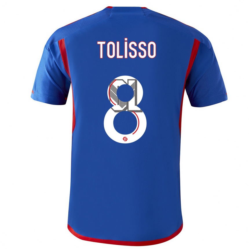 Kids  Corentin Tolisso #8 Blue Red Away Jersey 2023/24 T-Shirt