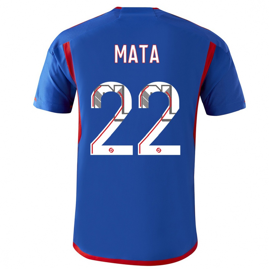 Kids  Clinton Mata #22 Blue Red Away Jersey 2023/24 T-Shirt