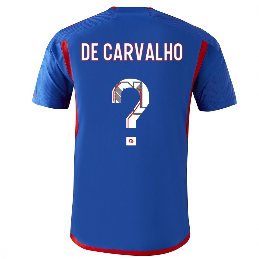 Kids  Mathys De Carvalho #0 Blue Red Away Jersey 2023/24 T-Shirt