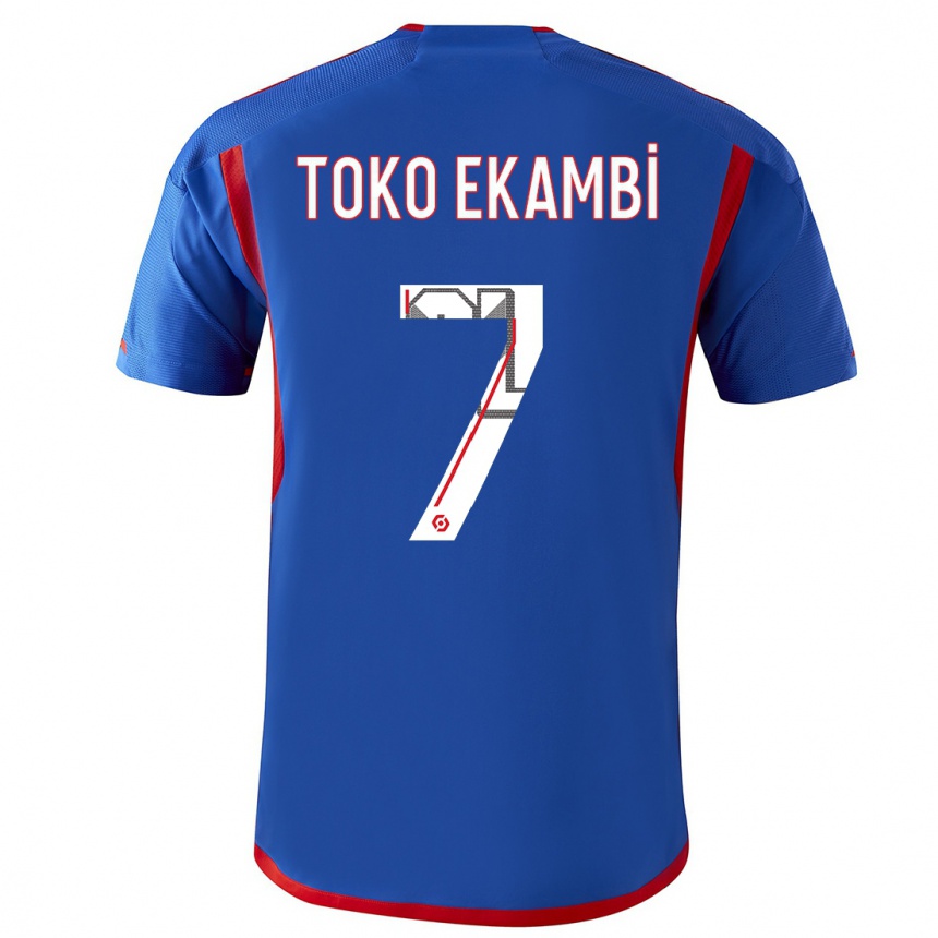 Kids  Karl Toko Ekambi #7 Blue Red Away Jersey 2023/24 T-Shirt