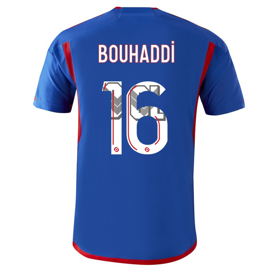 Kids  Sarah Bouhaddi #16 Blue Red Away Jersey 2023/24 T-Shirt