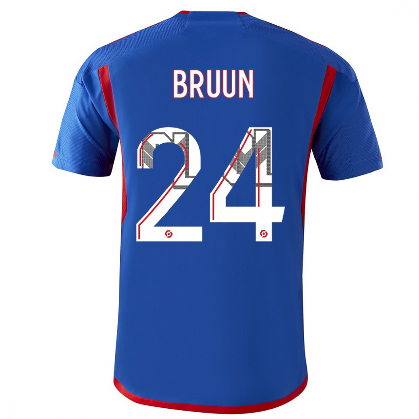 Kids  Signe Bruun #24 Blue Red Away Jersey 2023/24 T-Shirt