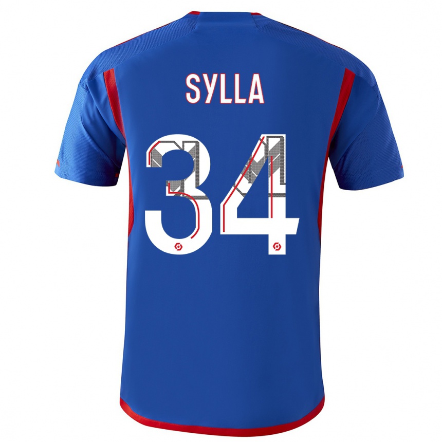 Kids  Kysha Sylla #34 Blue Red Away Jersey 2023/24 T-Shirt